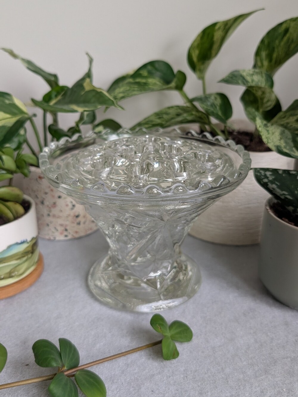 Vintage Glass Flower Frog Vase